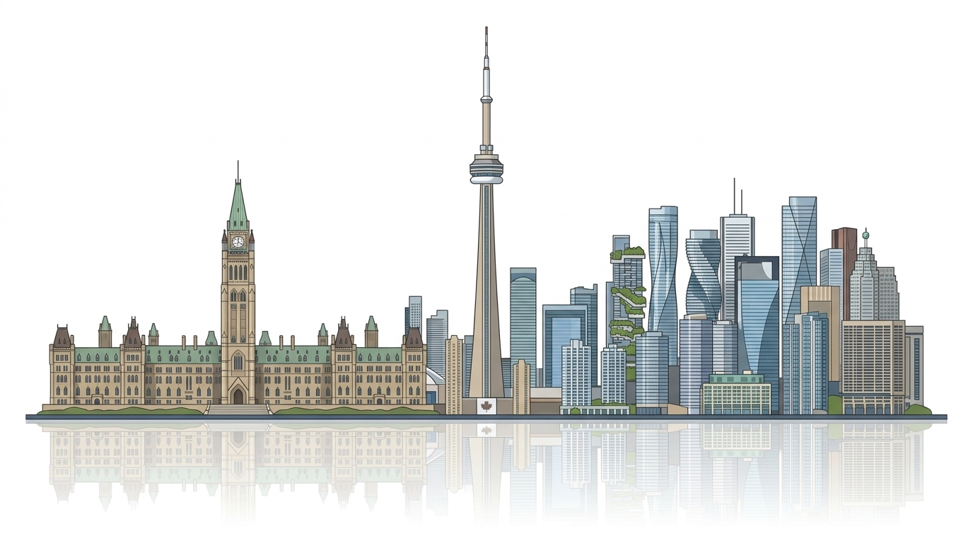 Canada Skyline - Toronto CN Tower & Parliament Hill